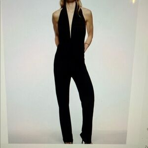 NWOT ZARA  Black Halter Cowl neck Jumpsuit with open back